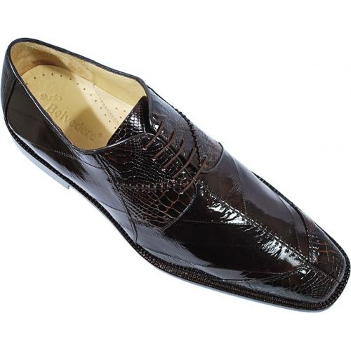 Belvedere "Nome" Brown Genuine Crocodile / Eel Shoes